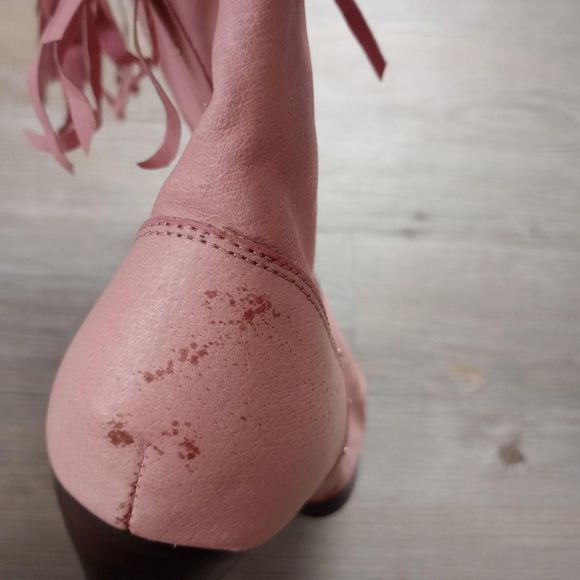 Y2K Pink Leather Fringe Rhinestone Cowgirl Boots - Picture 7 of 8